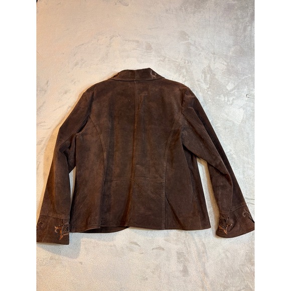 Coldwater Creek Brown Suede Leather Embroidered Beaded Jacket Womens XL Boho - Picture 2 of 8